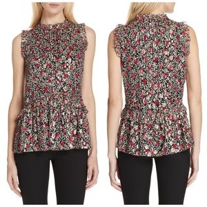 Kate Spade floral park sleeveless ruffle blouse